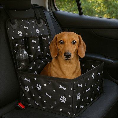 Chien assis dans un siege auto chien Patte Douillette