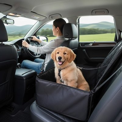 Chien en siege auto pour chien Cocon auto en voiture attaché a l'arrière