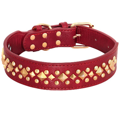 collier chien clouté rouge