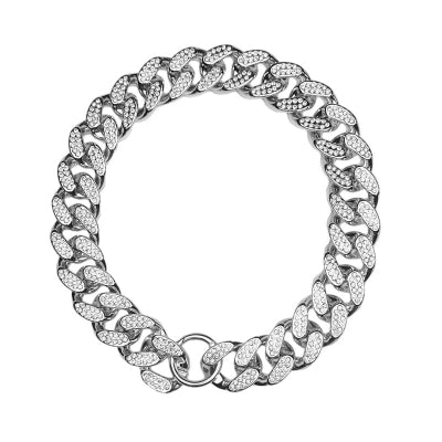 collier pour chien argenté et zirconium