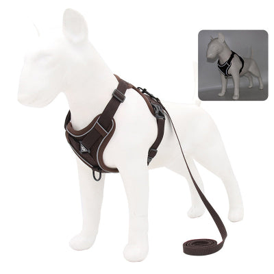 harnais chien anti traction marron