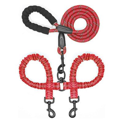 laisse double pour chien rouge et noir