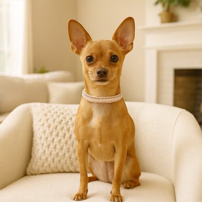 Chien assis avec collier Chiot princesse strass