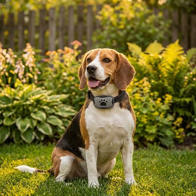Chien assis dehors en collier chien de dressage Dressage Canin gris