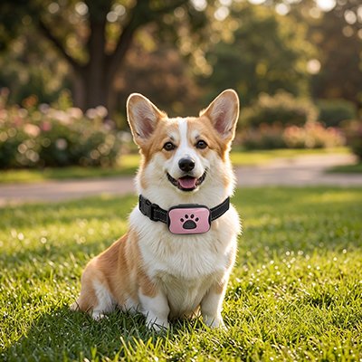 Chien assis dehors en collier chien de dressage Dressage Canin rose