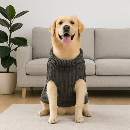 Chien assis en pull pour chien Montagne marine dans salon