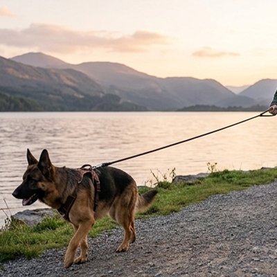 Chien au bord de la mer en longe pour chien Piste Libre Brun 