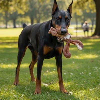 chien au parc jouant avec jouet indestructible pour Chien Croq'Chien lapin