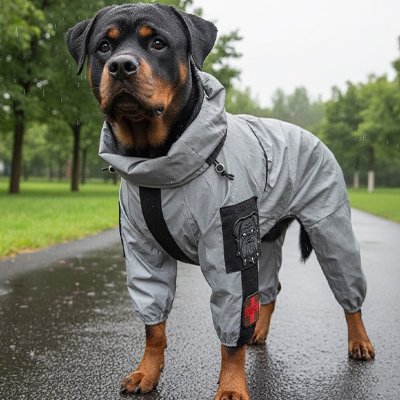 Chien au parc sous la pluie en imperméable pour chien​ Alliance pluie 