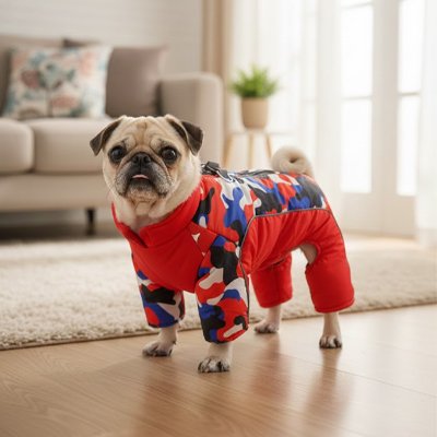 Chien content avec manteau petit Chien Hiver élégant rouge 