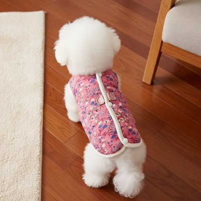 Chien de dos avec manteau Chien Choupette rose