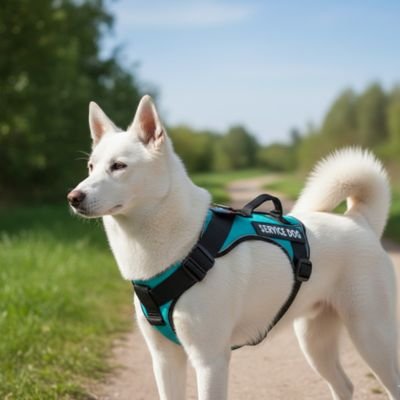 Chien debout avec harnais pour porter un chien Compagnon urbain vert