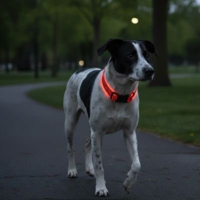 Chien en collier lumineux pour Chiens Léopard lumineux rouge dans la rue
