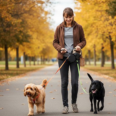 Chien en laisse chien double Distributeur de sacs kaki au parc