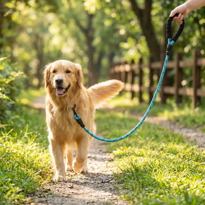 chien en laisse pour chien Robusta bleu en balade