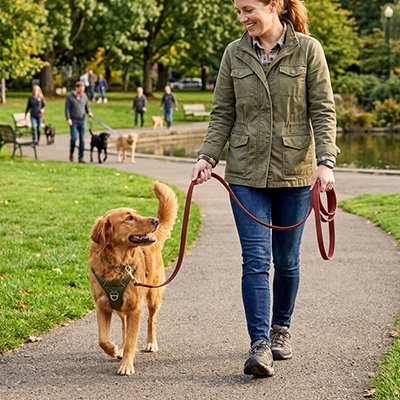 Chien en longe pour Chien Grenat  Promenade Sécurisée en balade au parc  