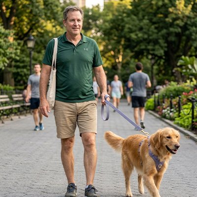 Chien en longe pour Chien Mauve Promenade Sécurisée en balade au parc  