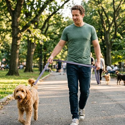 Chien en longe pour Chien mauve Promenade Sécurisée en balade avec son maitre