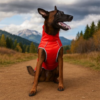 Chien en montagne en manteau chien imperméable Couverture pluviale rouge