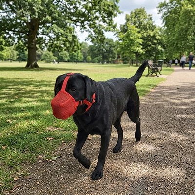 Chien en muselière pour chien Douce et Sécurisée Rouge au parc