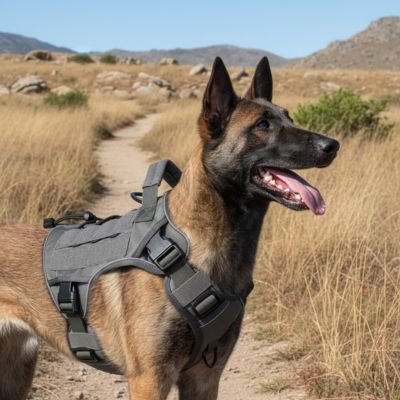 chien en randonnée en Harnais chien Ranger Kaki
