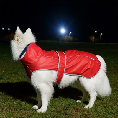 Chien la nuit en manteau chien imperméable Couverture pluviale rouge