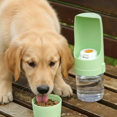 Chien mangeant dans une gourde pour Chien Truffe Fraiche vert