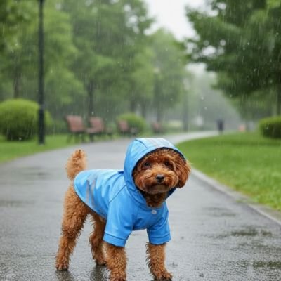 Chien sous la pluie avec manteau pour Chien imperméable Ciré étanche bleu 