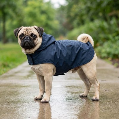 Chien sous la pluie en imperméable pour chien​ Pluie protectrice noir