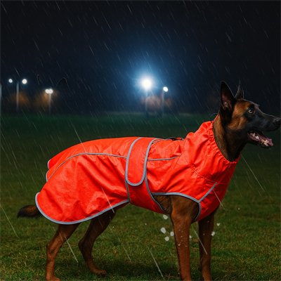 Chien sous la pluie en manteau chien imperméable Couverture pluviale rouge