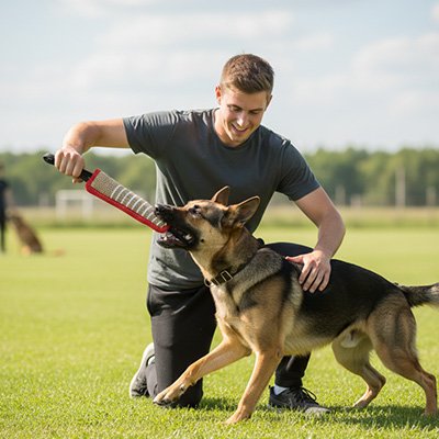chien tirant sur Jouets pour chien Canéo Rouge et son maitre