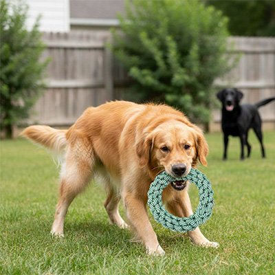 chiens jouant au parc avec Jouet indestructible Chien Cord 'Play