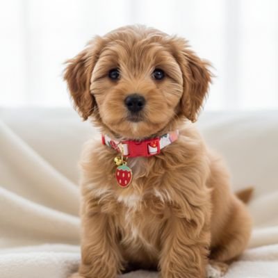 chiot avec collier chiot Vitamine fraise 