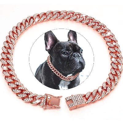 colier chien gourmette rosé
