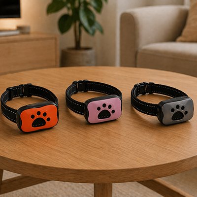 Collier chien de dressage Dressage Canin orange, rose et gris sur une table