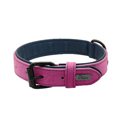 collier chien en cuir rose