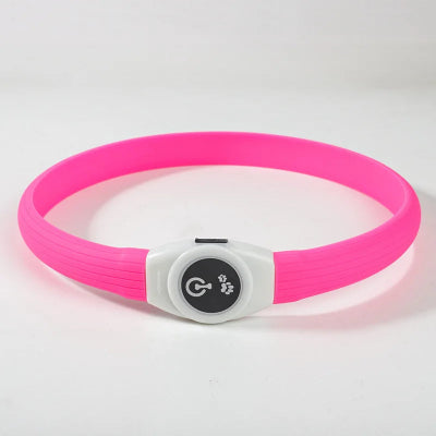 Collier lumineux chien rose