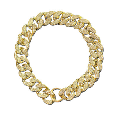 collier pour chien doré et zirconium