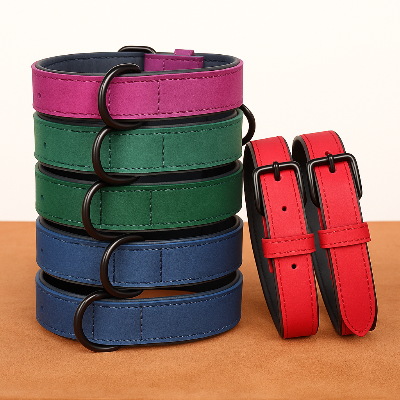 couleurs colliers chien en cuir superposés