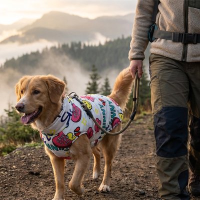 Gros chien en montagne avec manteau chien Cani Protect blanc