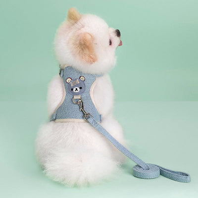 harnais pour petit chien ours bleu
