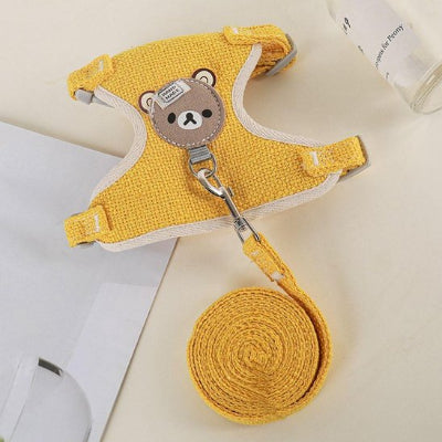 harnais pour petit chien Ours jaune avec laisse