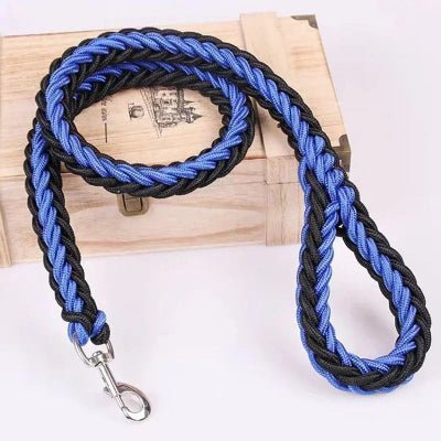 laisse chien bicolore tressee noire et bleue