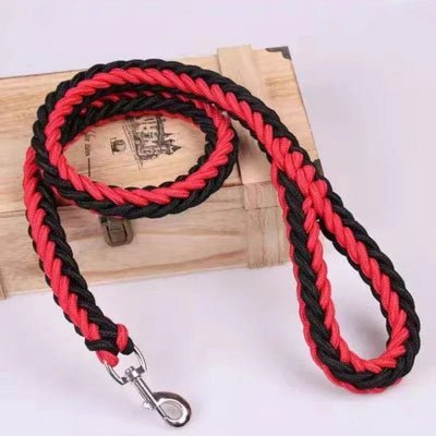 laisse chien bicolore tressee noire et rouge