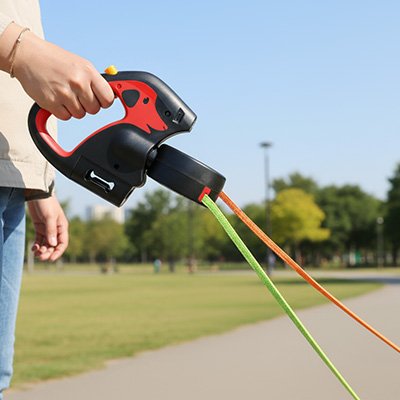 laisse chien double Distributeur de sac rouge
