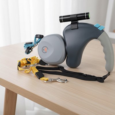 Laisse double pour Chiens Balade Jumelle grise