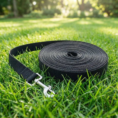 longe pour chien Plein air noir dans l'herbe