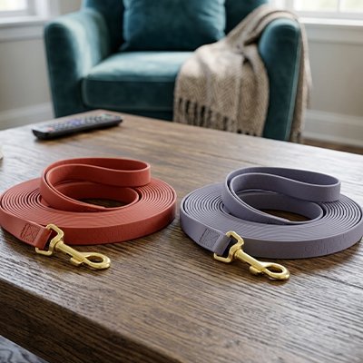 Longe pour Chien Grenat et Mauve Promenade Sécurisée sur une table