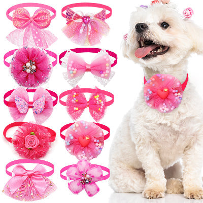 lot dix pieces collier chiot rose