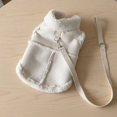 Manteau Chien Style peluche blanc
